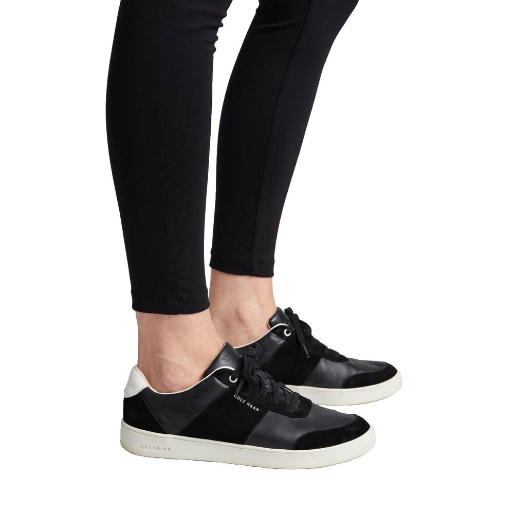 COLE HAAN Grand OS Crosscourt Sneaker - Black Leather / Suede - Women's 7B